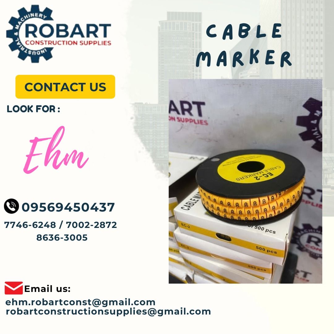 CABLE MAKER (Category: Home Improvement Tools & Accessories) located in Manila. Submitted by robartehm (Listing ID 1462731055, Image 1). Description: Note: Price is Non VAT. For FAST TRANSACTION: Ehm Robart - 0956.9450.437 Vbr: Ehm Robart - 0956.945.0437 ehm.robartconst@gmail. com Office Address: 1405 Yuseco St. Sta. Cruz Manila 7746-6248, 7216-7605 ,7002-2872, 8-6363005 093******44 096******05 robartconstructionsupplies@gmail. com.