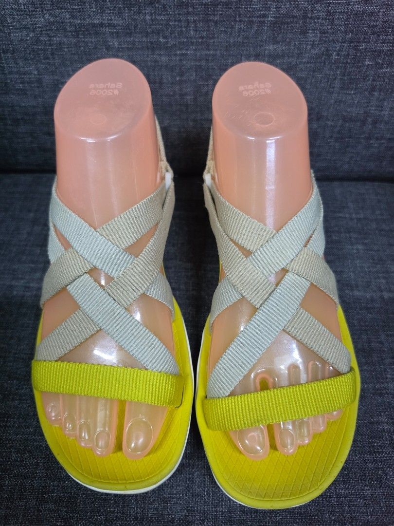 Camper Yellow Strappy Sandals (Category: Flats & Sandals) located in General Trias. Submitted by roselle2230 (Listing ID 1462832194, Image 1). Description: - Yellow Camper sandals - Size 36 - Comfortable criss-cross straps - Durable sole with good grip - Ideal for walking and beach days - Worn only a few times.