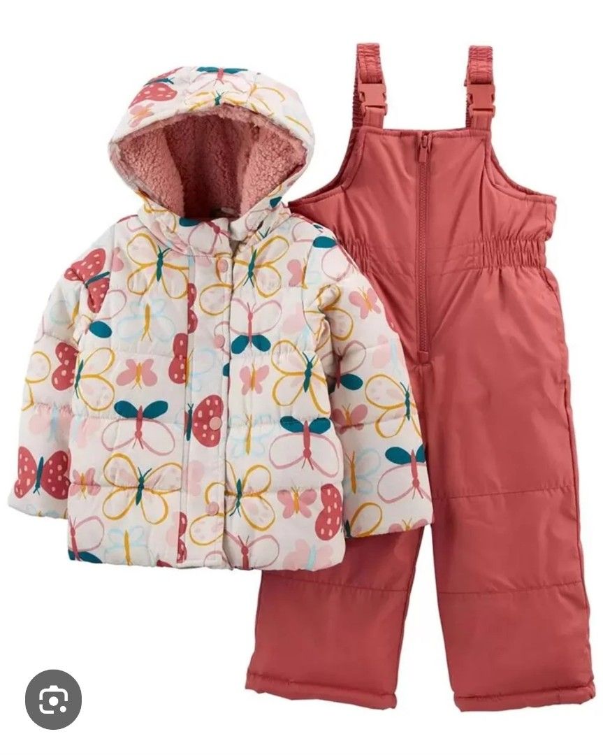 Carter's 2 piece snow suit (Category: Babies & Kids Fashion) located in Quezon City. Submitted by preloved_by_mariekondo (Listing ID 1462776611, Image 1). Description: Carter's 2-Piece Color Block Hooded Snowsuit Jacket & Bib Set Brand new, washed but unused. Outgrown. Size 5T.