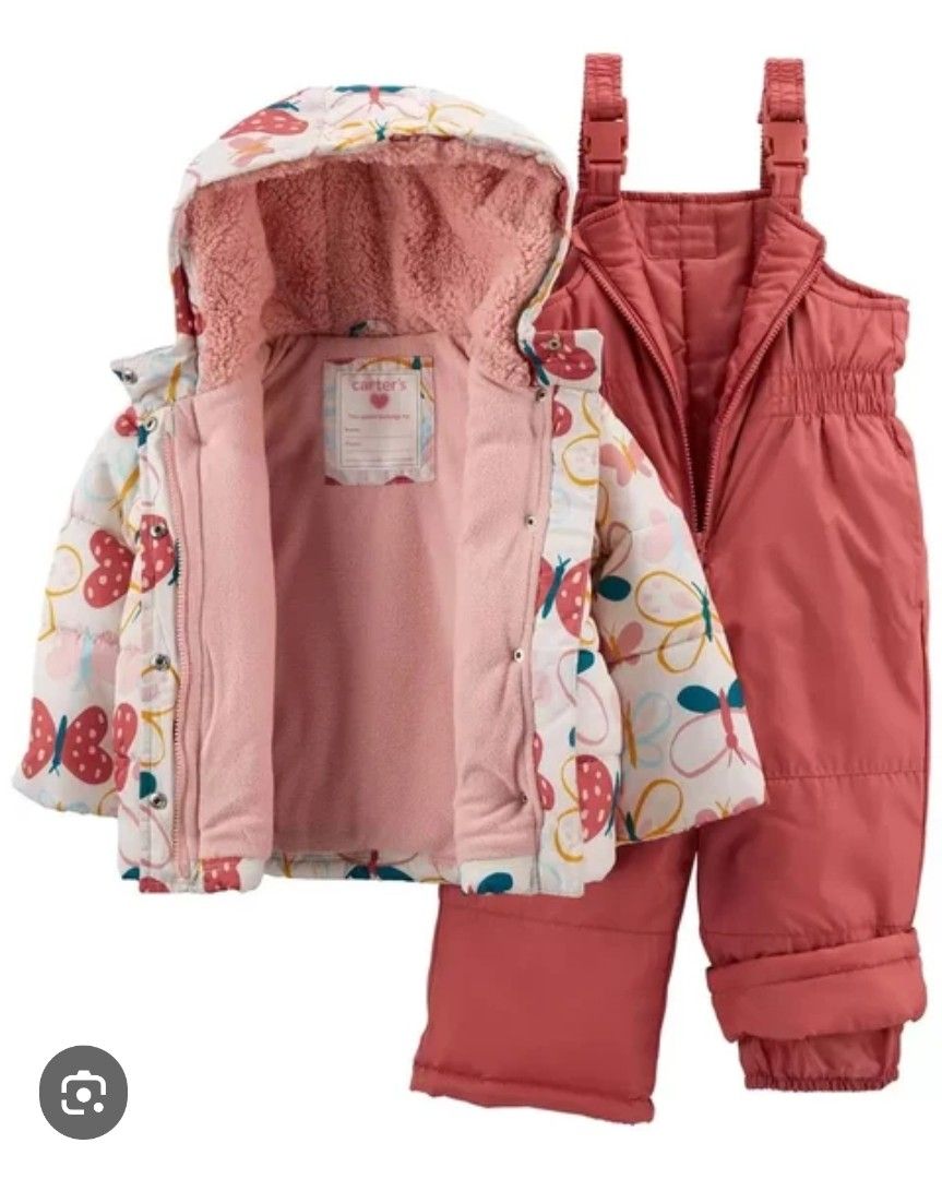 Carter's 2 piece snow suit (Category: Babies & Kids Fashion) located in Quezon City. Submitted by preloved_by_mariekondo (Listing ID 1462776611, Image 2). Description: Carter's 2-Piece Color Block Hooded Snowsuit Jacket & Bib Set Brand new, washed but unused. Outgrown. Size 5T.