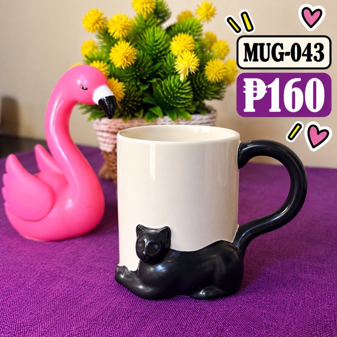 CARTOON CERAMIC MUGS (Category: Water Bottles & Tumblers) located in Manila. Submitted by zamarah08 (Listing ID 1462684833, Image 1). Description: ❤️❤️🍓🍓🍓 - Adorable cartoon ceramic mug - Features a cute black cat design - Unique and stylish handle - Perfect for hot or cold beverages - Ideal for personal use or as a gift Pm me 🍓🍓🍓🍓❤️❤️❤️.