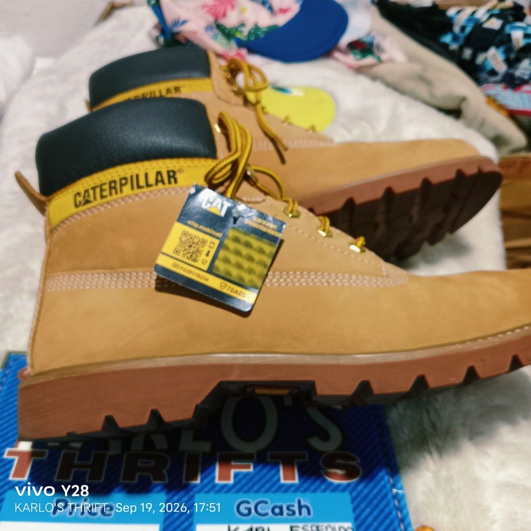 CATERPILLAR BOOTS (Category: Boots) located in Davao. Submitted by karlosthriftshop (Listing ID 1462797521, Image 3). Description: ₱3,200 FREE SHIPPING THRU J &T SELLING MY.... Cat Footwear Colorado 2.0 Boots - Honey Reset MADE IN BANGLADESH BOUGHT IN KSA (PASALUBONG) SIZE: US:11.5M UK10.5M EUR:44.5 CM:29.5 LIKE NEW CONDITION 5X LANG NAGAMIT NO ISSUE DM FOR MORE INQUIRIES.