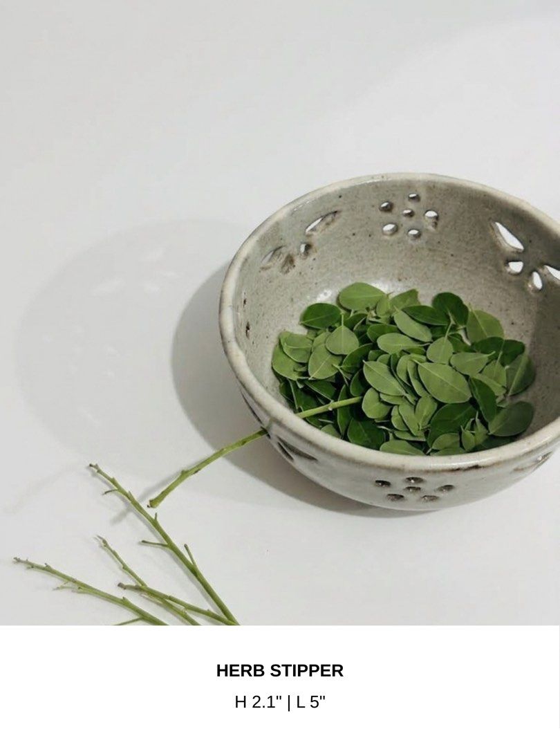 Ceramic Herb Stripper Bowl (Category: Other Kitchenware & Tableware) located in Manila. Submitted by anaya_d (Listing ID 1462789950, Image 1). Description: Handmade ceramic bowl for stripping herbs. Features a lovely cutout design around the rim 🌾 Perfect for quickly removing leaves from your veggies and fresh herbs..