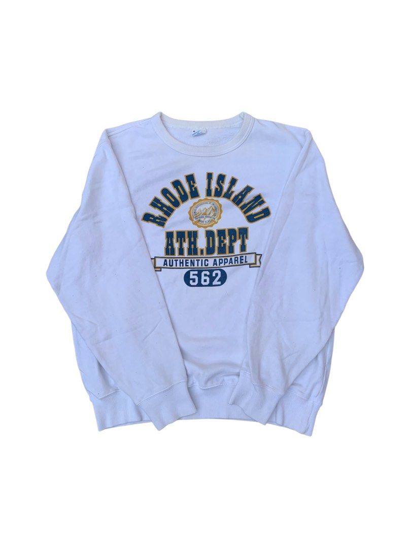 Champion Sweatshirt "Rhode Island Ath. Dept" graphic (Category: Tshirts & Polo Shirts ) located in Buhi. Submitted by sneak_pick (Listing ID 1462845732, Image 1). Description: Champion Sweatshirt “Rhode Island Ath. Dept” graphic Very minimal signs of wear. Excellent condition. Size: L Measurements: Pit to pit: 23” Length: 26” Sleeve length: 23.5.