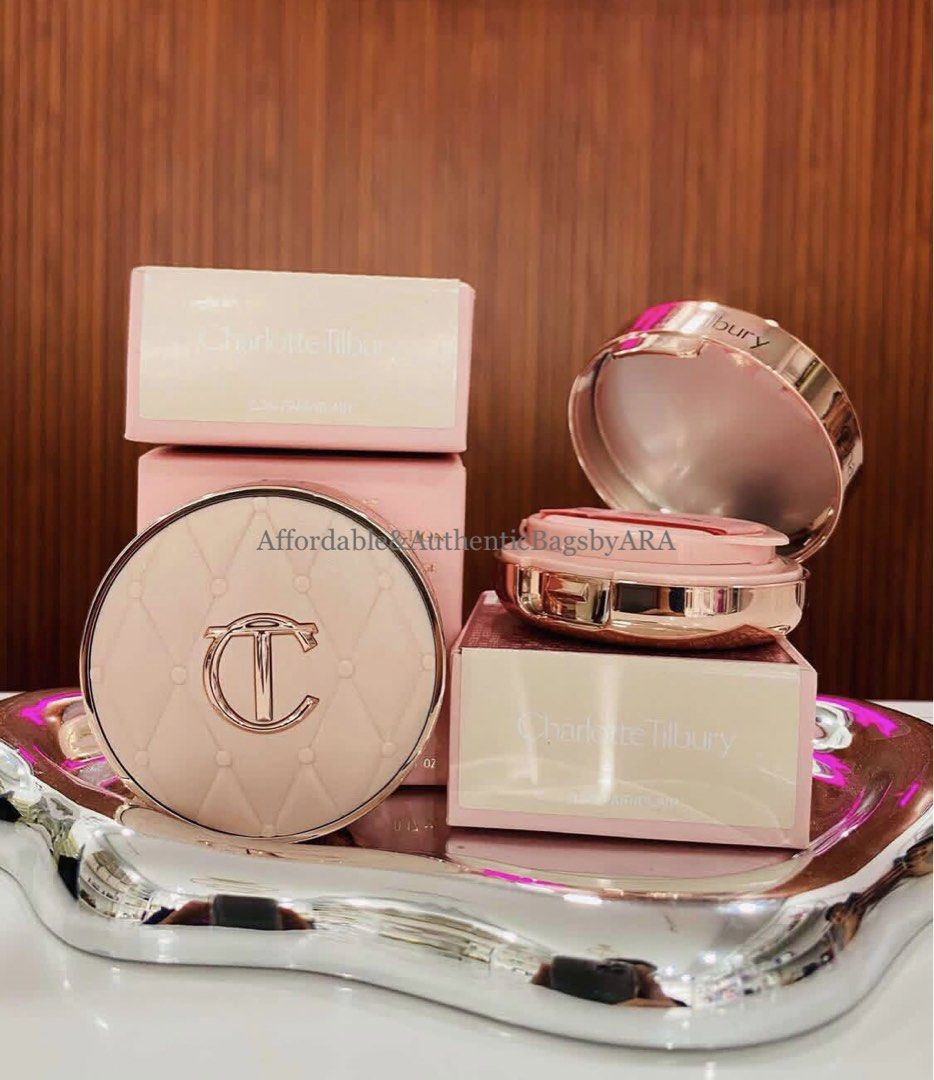 CHARLOTTE TILBURY AIRBRUSH CUSHION (Category: Makeup) located in Daet. Submitted by ecassenluxuries (Listing ID 1462794072, Image 1). Description: 📌 FIXED PRICE ALREADY ✅ All items are guaranteed 💯% AUTHENTIC ✅ Onhand ▫️Charlotte TilburyCushion Foundation ▫️ Fair 0.5N / Clair 5g ▫️Light-reflecting particles blur imperfections ▫️Creates a smooth, radiant finish ▫️Comes with a soft applicator puff ▫️Perfect for setting makeup and touch-ups 🪧STRI