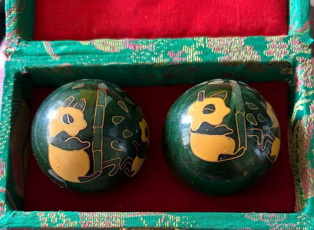 Chinese Baoding Balls Set (Category: Massage Devices) located in Quezon City. Submitted by garagesale2026 (Listing ID 1462867575, Image 1). Description: - Never used - With Box, Panda & Bamboo Design - From Hongkong - Price is per set/box; 2 sets available, 1 green box and 1 red box - Also called Buddhist Balls / Chinese Meditation Balls / Zen Balls / Relieve Balls / Chinese Musical Chime Balls / Chi Balls - Intended to be rotated in one hand to 