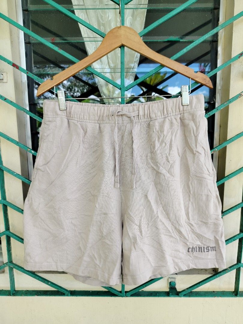 Chinism Beige Cotton Drawstring Shorts XL (Category: Activewear) located in Manila. Submitted by virgiliosa38485 (Listing ID 1462840451, Image 2). Description: - Brand: Chinism - Color: Beige - Material: 100% Cotton - Features: Drawstring waist, elastic waistband, back pocket - Detail: Small logo on front - Style: Casual wear.