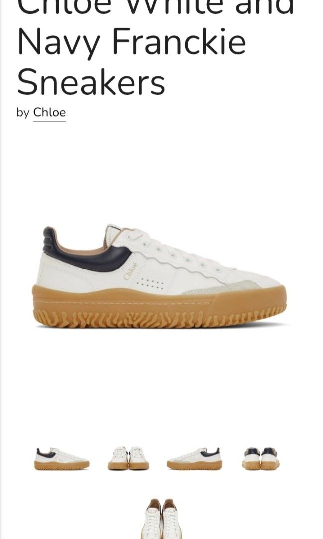 CHLOE FRANCKIE SHOES (Category: Sneakers) located in Cabuyao City. Submitted by Bike_Clothing10 (Listing ID 1462686771, Image 1). Description: READ FIRST... FOR SALE: CHLOE FRANCKIE SNEAKERS Excellent Condition Looks New Made in Italy Size 36 With Code ISSUE: See pic. Nasa loob naman un, hindi kita.. PRICE: 5K Free Shipping (J&T) PICK UP OR SHIPPING ONLY LOC: Cabuyao Laguna -NO COD/COP- 📩PM FOR INQUIRIES.. -Thanks-.