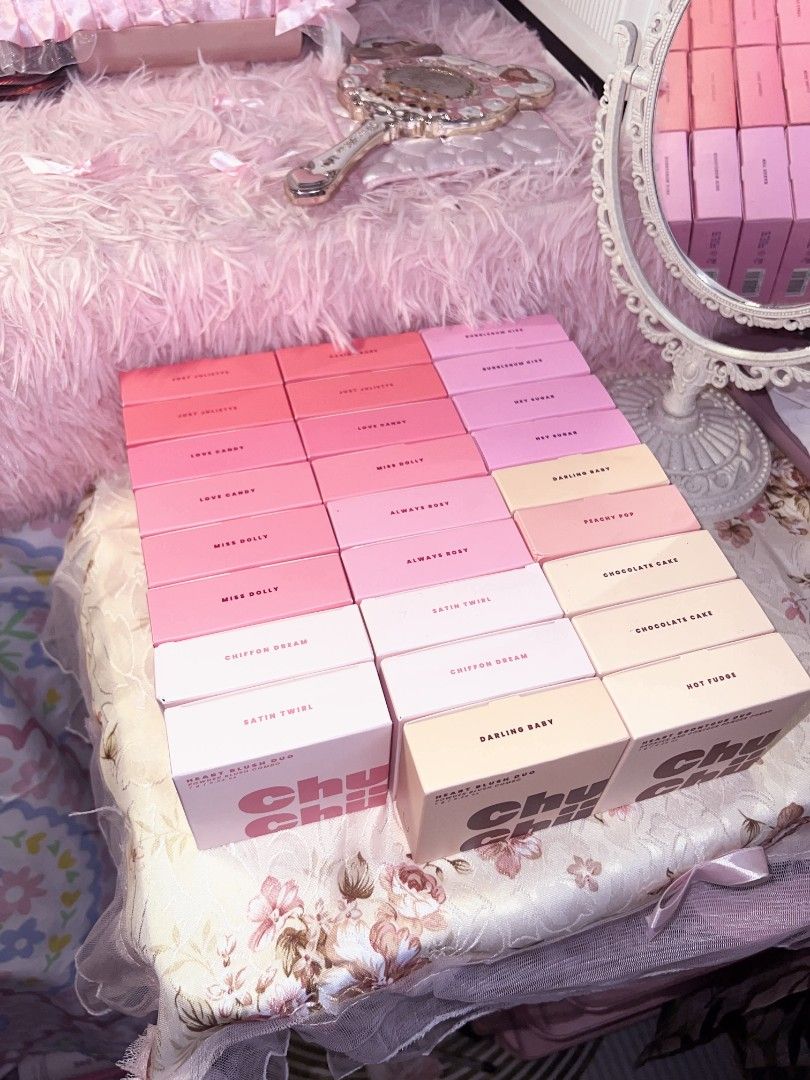 Chuchu Blush & Contour Duo 🩷🧸 (Category: Makeup) located in Manila. Submitted by solcraft_22 (Listing ID 1462870415, Image 1). Description: Original Price (APP & MALL): 470 Available Shades: Dear Lily Love Candy (3) Peachy Pop (2) Daring Babe (2) Chiffon Dream (2) Satin Twirl (2) Bubblegum Kiss (2) Just Juliette (2) Miss Dolly (3) Hot Fudge (2) Chocolate Cake.
