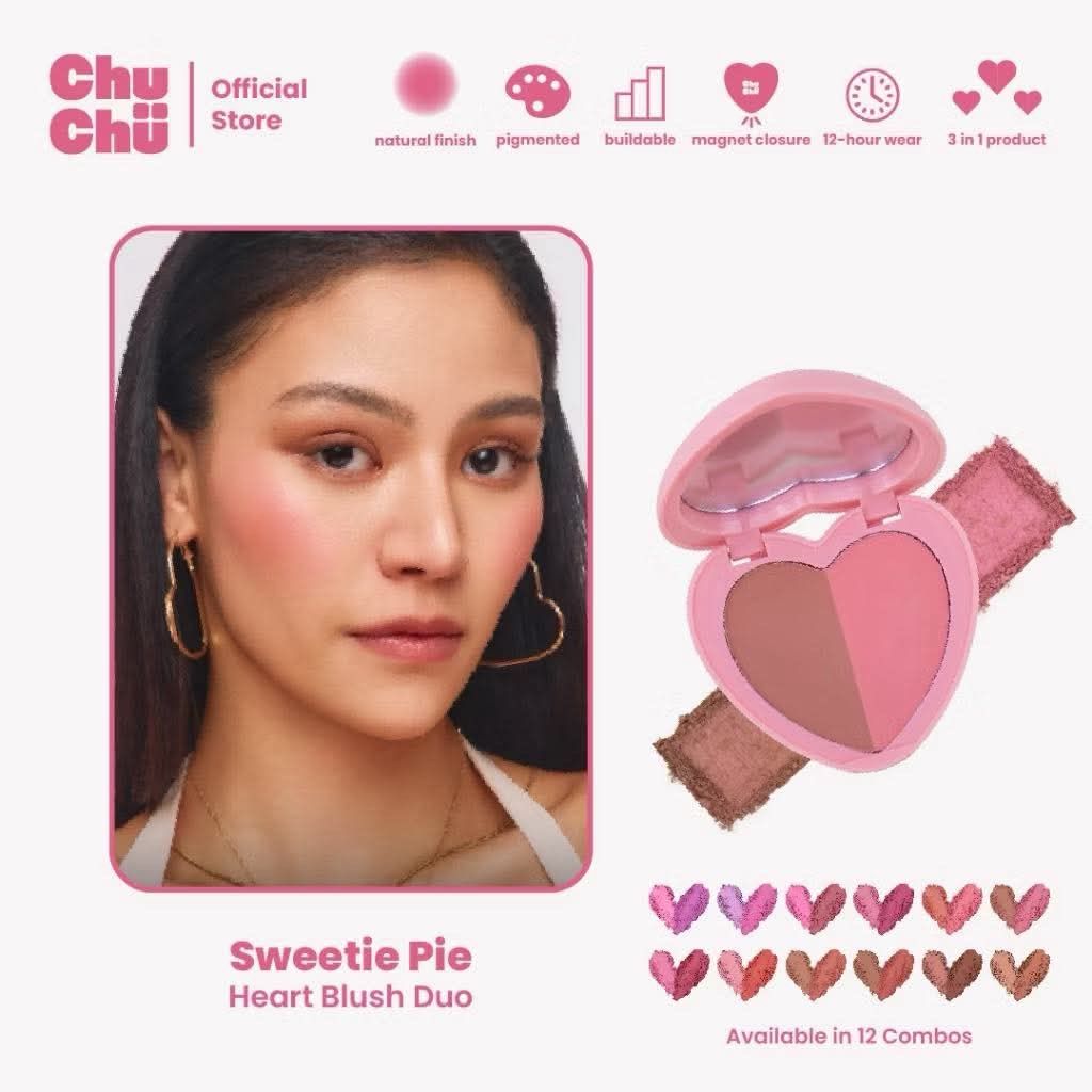 ChuChu Heart Blush Duo (Category: Makeup) located in San Jose del Monte. Submitted by yumiii24 (Listing ID 1462863613, Image 2). Description: Heart Blush Duo Just Juliette 6 Daring Babe 6 Love Candy 5 Always Rosy 3 Hey Sugar 2 Miss Dolly 2 Sweetie Pie 1.