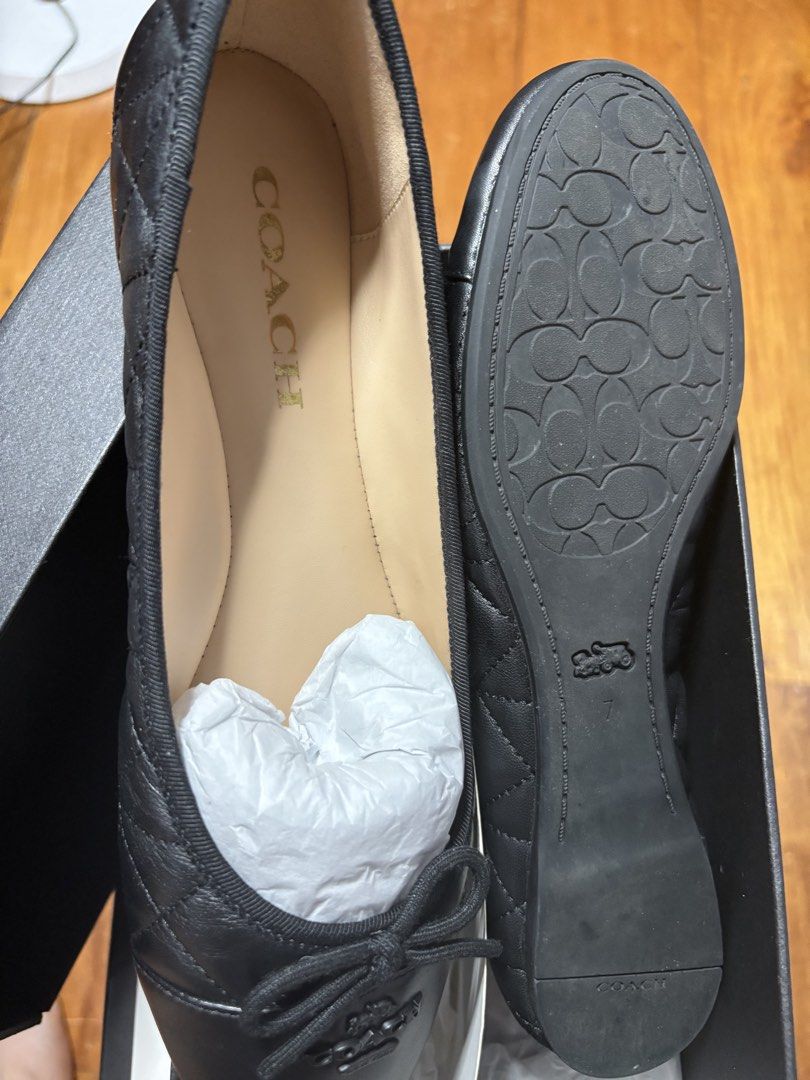 Coach Black Quilted Ballet Flats (Category: Flats & Sandals) located in Tanauan. Submitted by fiercedolphin_eef7ac (Listing ID 1462849379, Image 1). Description: - Brand: Coach - Style: Quilted Ballet Flats - Color: Black - Size: 7 - Features: Coach logo on sole and inside - Includes: Original box.