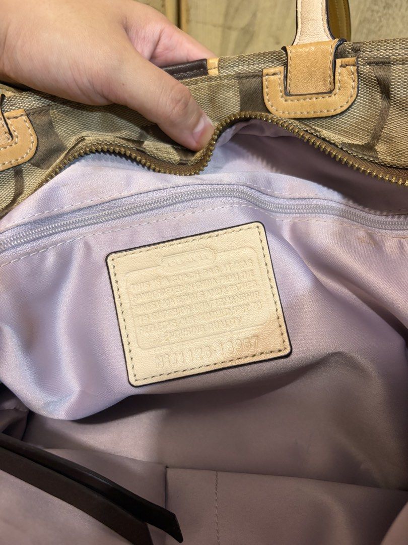 Coach Signature C Monogram Tote Bag (Category: Luxury Bags & Wallets) located in Manila. Submitted by cb_curations (Listing ID 1462849187, Image 3). Description: - Classic Coach tote bag - Signature C monogram canvas with leather trim - Gold hardware - Coach horse and carriage logo - Interior zip pocket and compartments - Spacious for essentials - Great for everyday use.