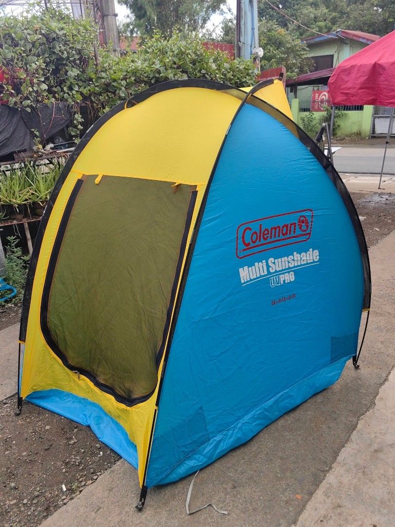Coleman Multi Sunshade UVPRO Tent (Category: Hiking & Camping) located in Abucay. Submitted by cristineca20489 (Listing ID 1462773650, Image 2). Description: - Coleman Multi Sunshade UVPRO tent - Ideal for outdoor activities like beach trips and camping - Features easy setup and takedown - Offers excellent UV sun protection - Comes with a convenient carrying bag.