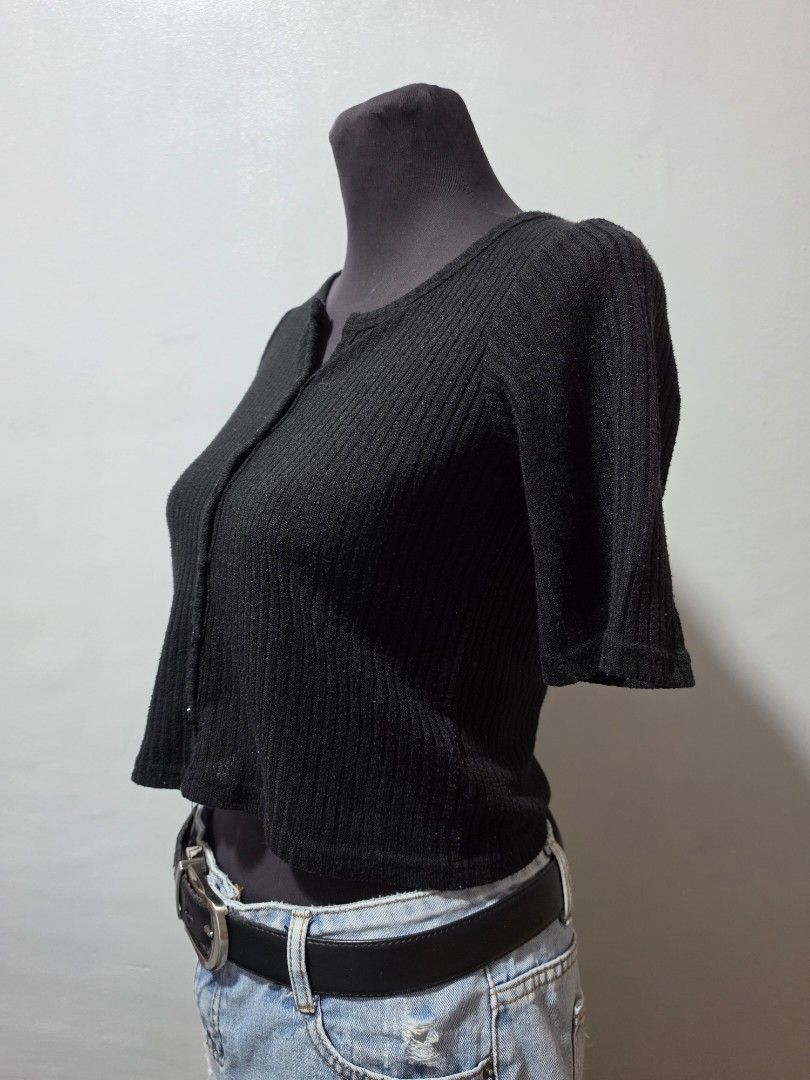 DAZY Black Ribbed Button-Up blouse Size S (Category: Others Tops) located in Paranaque City. Submitted by franinnashop (Listing ID 1462687486, Image 2). Description: - Brand: DAZY - Color: Black - Style: Ribbed top - Features: Button-up front, shortsleeves - Fit: Size S - Styling Tip: Looks great paired with jeans - Occasion: Comfortable and versatile for everyday wear declutter small paranaque .