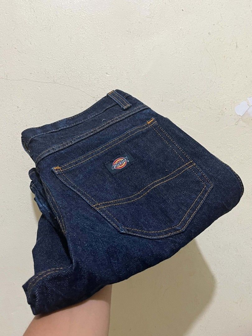 Dickies Dark Wash Denim Jeans (Category: Jeans) located in Talisay. Submitted by maks2high (Listing ID 1462820919, Image 3). Description: - Classic dark wash denim jeans from Dickies - Straight leg fit for a comfortable silhouette - Two back pockets with signature stitching detail - Small Dickies logo patch on the back right pocket - Durable and timeless style, perfect for everyday wear.