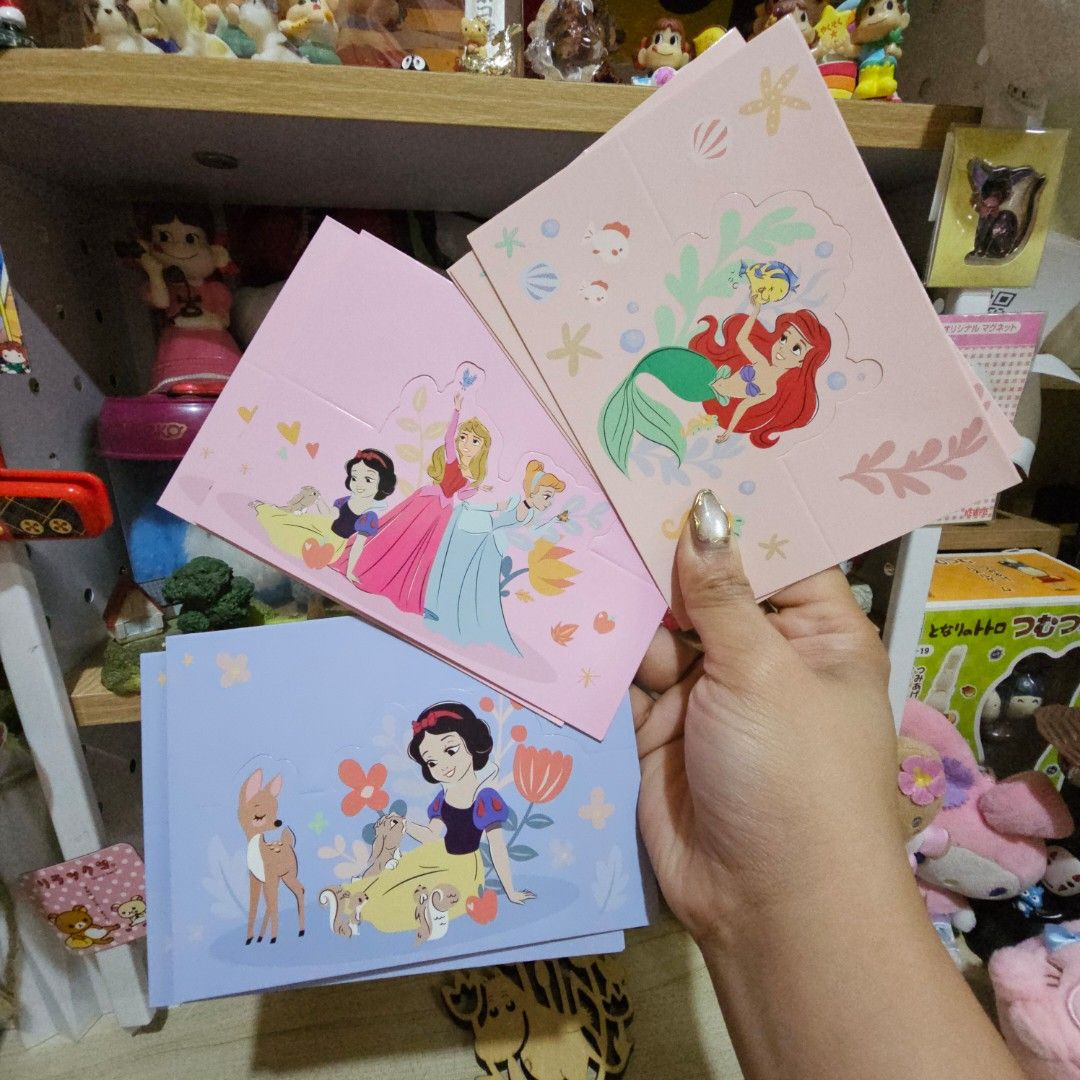 Disney Princesses Greeting Cards (Category: Occasions & Party Supplies) located in Manila. Submitted by lovelylovesjapan (Listing ID 1462736568, Image 1). Description: 🌸The item is on-hand and authentic from Japan 🌸Mode of Payment (MOP): GCASH/Bank Transfer 🌸Mode of Delivery (MOD): J&T or Lalamove (Shipping every Saturday and Sunday) Notes: 🩷Breakable items are packed with care and caution. Seller will not be held liable for any damages incur