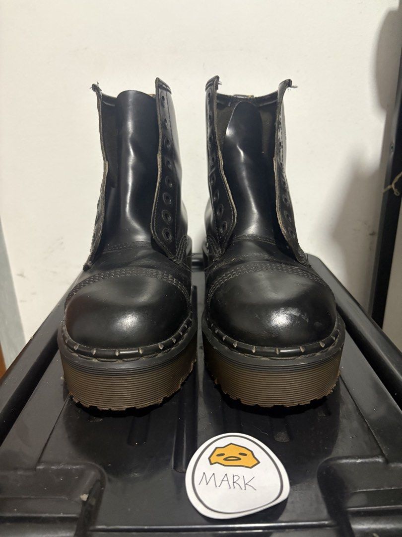 Dr. Martens Crazy Bomb Quad Platform MIE (Category: Sneakers & Footwear) located in Cebu City. Submitted by xoxoxo888marco (Listing ID 1462835116, Image 1). Description: - Black Dr. Martens platform boots - Classic lace-up style - Iconic yellow stitching - Chunky platform sole - Perfect for adding an edgy look to any outfit - Ready for a new owner Made in England Uk 7 us 8 male.