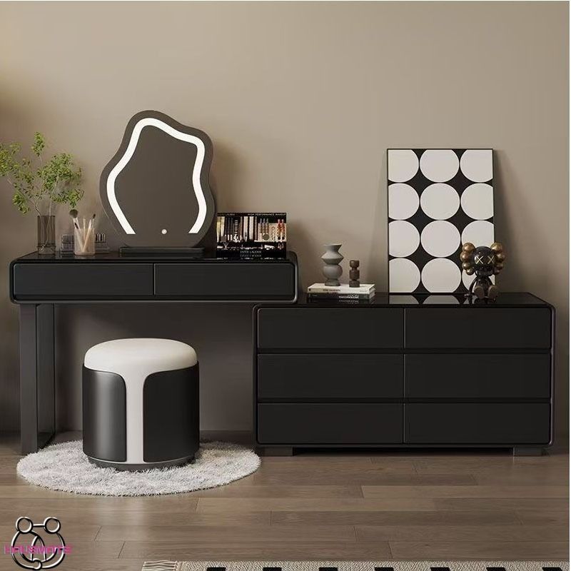 Dressing Table Set /IntegratedMakeup Table/ Small Dressing Table (Category: Tables & Sets) located in Singapore. Submitted by hausmate (Listing ID 1462756113, Image 3). Description: Glass bedroom dressing table, bedside table, integrated dressing table, small dressing table Dressing Table Set Type:SZT09 Frame:Plywood Black TOP:4mm Tempered Glass Brown TOP:9mm Sintered stoneud board Side&Edge:Fiber leather surround Bottom & back:5mm Plywood Drawer