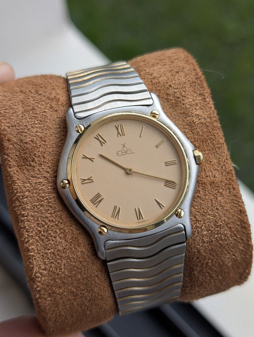 Ebel Classic Wave 18kt Gold (Category: Luxury Watches) located in Valenzuela. Submitted by watchdmd (Listing ID 1462726800, Image 1). Description: Ref: 181903 Circa 1980's 34mm Endlinks were previously broken and have been soldered/repaired 18kt Solid Gold Bezel,Crown and Screws Sapphire crystal Currently fit a 7inch wrist Cal. 81 swiss quartz (Ebel Cal. 81 is based on a movement platform that was also used by Crtier in some of their vintage piec