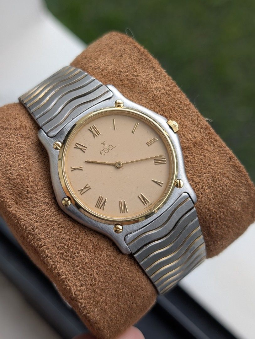 Ebel Classic Wave 18kt Gold (Category: Luxury Watches) located in Valenzuela. Submitted by watchdmd (Listing ID 1462726800, Image 2). Description: Ref: 181903 Circa 1980's 34mm Endlinks were previously broken and have been soldered/repaired 18kt Solid Gold Bezel,Crown and Screws Sapphire crystal Currently fit a 7inch wrist Cal. 81 swiss quartz (Ebel Cal. 81 is based on a movement platform that was also used by Crtier in some of their vintage piec