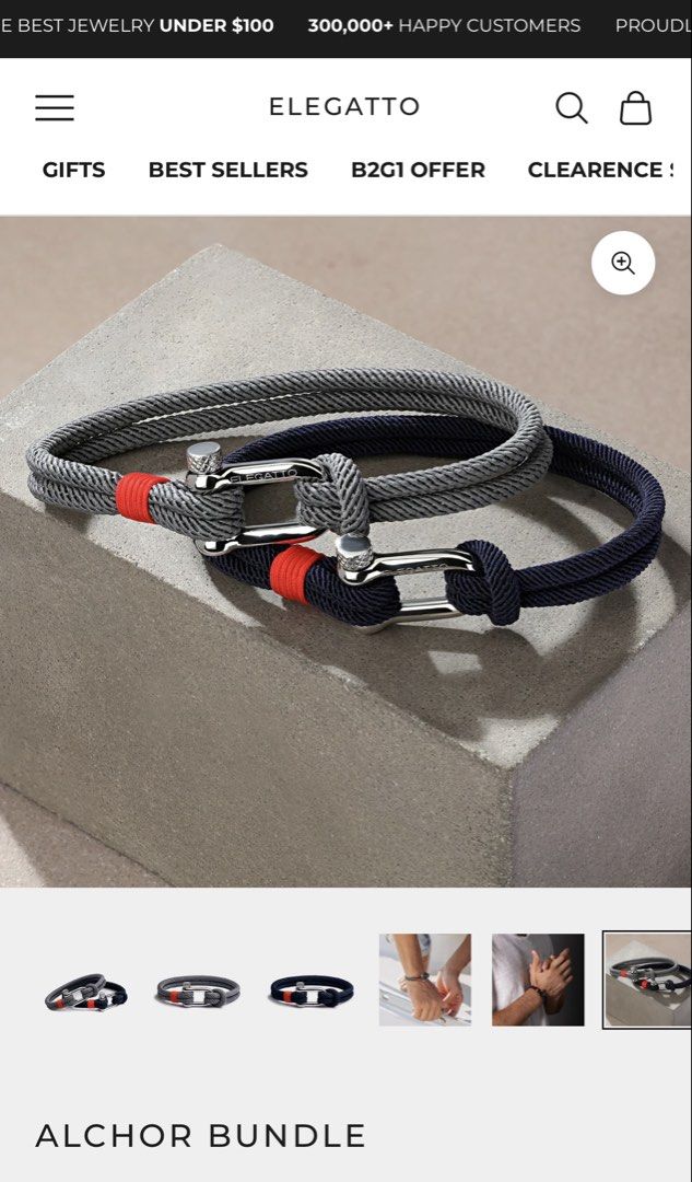 Elegatto Anchor Bundle Bracelets - Navy & Grey (Category: Bracelets) located in Muntinlupa City. Submitted by aidealfind (Listing ID 1462692390, Image 1). Description: - Bundle includes two Elegatto anchor bracelets. - Colors: Navy blue and grey. - Hardware: Silver with a red accent on both. - Style: Ideal for casual, everyday wear. - Size: Small (16.5 cm) - Brand new with box - Sold as a set — yes, it’s 2 pcs .