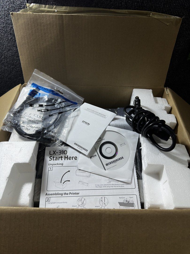 Epson LX-310 Dot Matrix Printer (Category: Printers, Scanners & Copiers) located in Makati City. Submitted by jtechs (Listing ID 1462798828, Image 2). Description: like new complete accesories also with usb cord,power cord,ribbon, cd driver and box resdy to used! - Epson LX-310 Dot Matrix Printer - Assembly instructions included - Ideal for printing documents pickup or via lalamove.