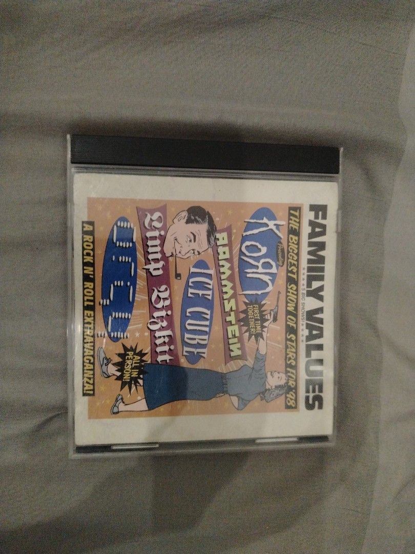 Family Values Tour '98 CD Compilation (Category: CDs & DVDs) located in Manila. Submitted by .rinn_ (Listing ID 1462845820, Image 1). Description: - Live compilation CD from the 1998 Family Values Tour. - Features performances by Korn, Limp Bizkit, Ice Cube, Rammstein, and more. - Includes all the tracks from the tour. - Own a piece of 90s music history..