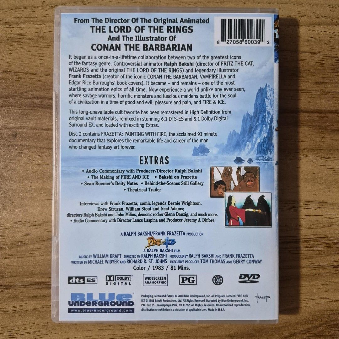 Fire and Ice (1:1 DVD Copy) (Category: CDs & DVDs) located in Kabankalan. Submitted by Videoshop.ph (Listing ID 1462834406, Image 2). Description: FIRE AND ICE (1983, Animation, Dark Fantasy) PG 13+ Format: DVD Region: All NTSC No. of Disc: 1 Aspect Ratio: Widescreen Language: English Subtitle: English Casing: Keep Case DVD COPY – 1:1 RECOPY FROM ORIGINAL ✔️ Recopied from original DVD ✔️ Complete original menu & features ✔️ Original audio/subtitl