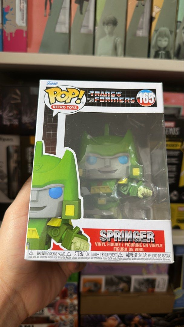 Funko Pop Transformers Springer Vinyl Figure #165 (Category: Designer & Blind Box Toys) located in Pasig City. Submitted by gilgamesh8 (Listing ID 1462708404, Image 1). Description: - Funko Pop Vinyl Figure: Springer (Transformers) - Series: Retro Toys - Figure Number: 165 - Condition: Brand new, box sealed - Ideal for Transformers and Funko Pop collectors.