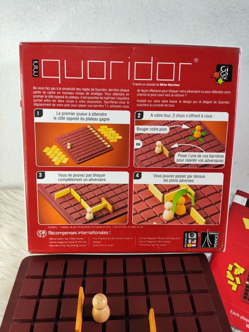 Gigamic Quoridor Mini Strategy Board Game (Category: Board Games & Puzzles) located in Cavite. Submitted by tinetaclesss (Listing ID 1462792794, Image 3). Description: - Fun strategy board game for 2 players. - Goal: Be the first to reach the opposite side. - Block your opponent with walls. - Easy to learn and quick to play. - Great for family game nights or travel. - Includes: game board, pawns, and walls..