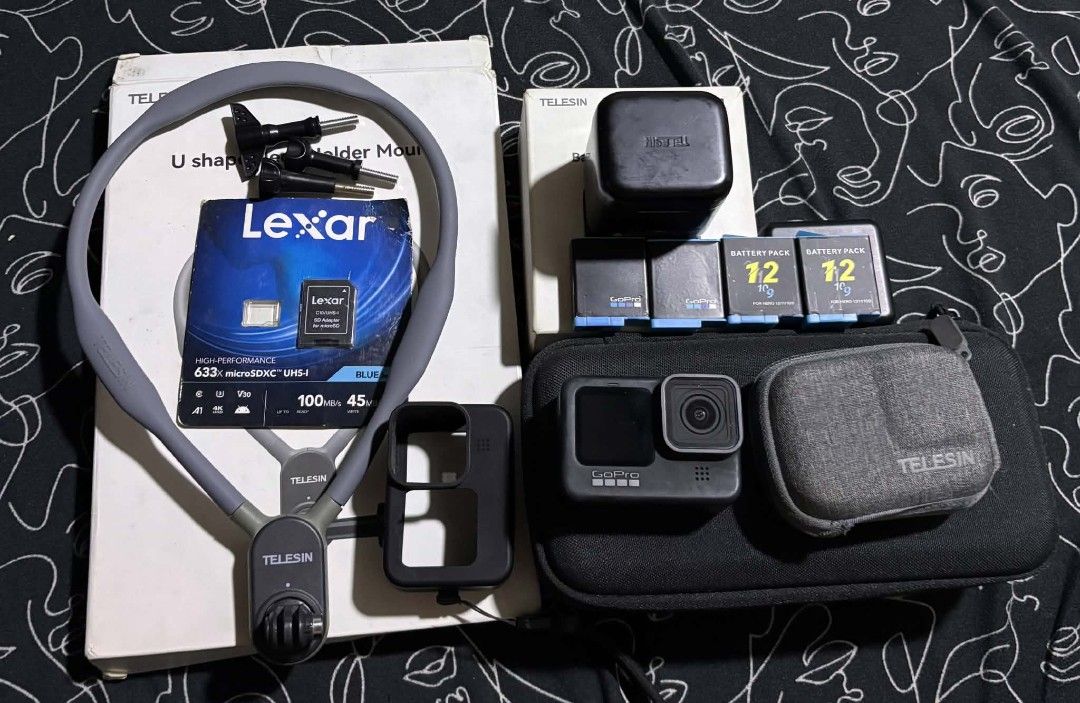 GoPro HERO9 Black (Category: Cameras) located in Pasig City. Submitted by jhumar5808 (Listing ID 1462719638, Image 1). Description: Fs go pro hero 9 black 2 orig battery 1 telesin charger 2 extra battery 1 charger Neck mount Telesin pouch Silicon cover 128gb lexar SD card No scratch sa lens .