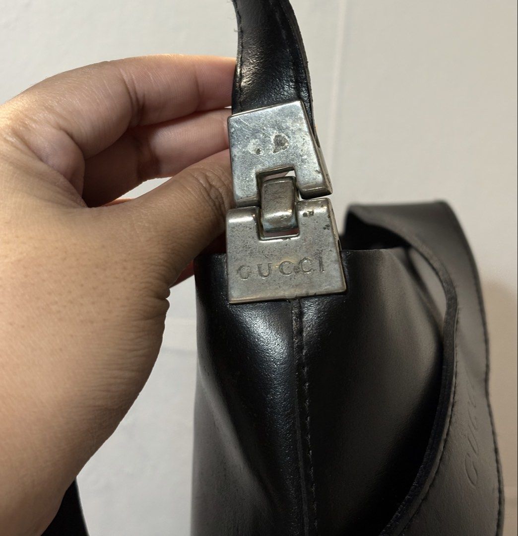 Gucci Black Leather Shoulder Bag (Category: Luxury Bags & Wallets) located in Manila. Submitted by hippiesph (Listing ID 1462885210, Image 3). Description: Vintage 1990s Gucci bag black genuine leather - shoulder bag Authentic / vintage Still in great condition Have normal sign of usage since vintage Price: 6,000 + sf .