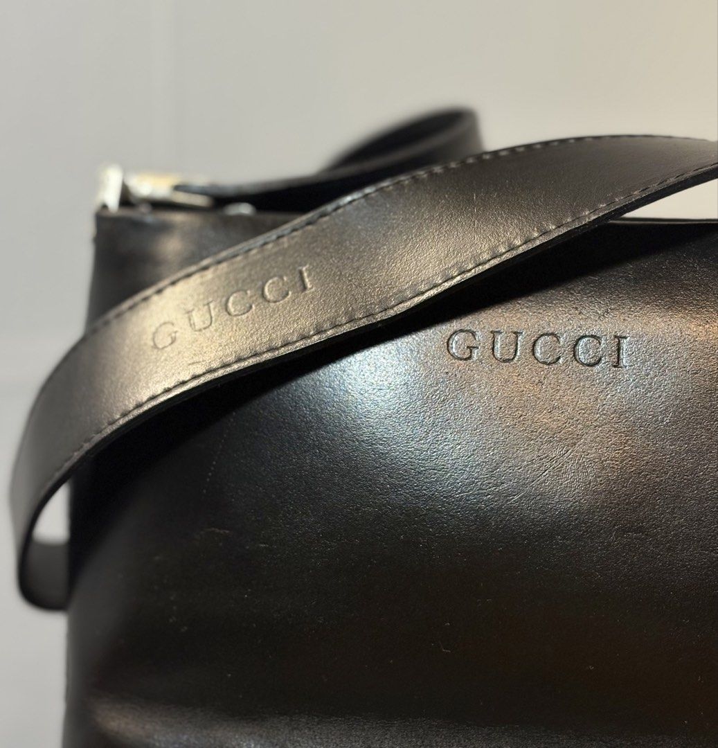 Gucci Black Leather Shoulder Bag (Category: Luxury Bags & Wallets) located in Manila. Submitted by hippiesph (Listing ID 1462885210, Image 2). Description: Vintage 1990s Gucci bag black genuine leather - shoulder bag Authentic / vintage Still in great condition Have normal sign of usage since vintage Price: 6,000 + sf .