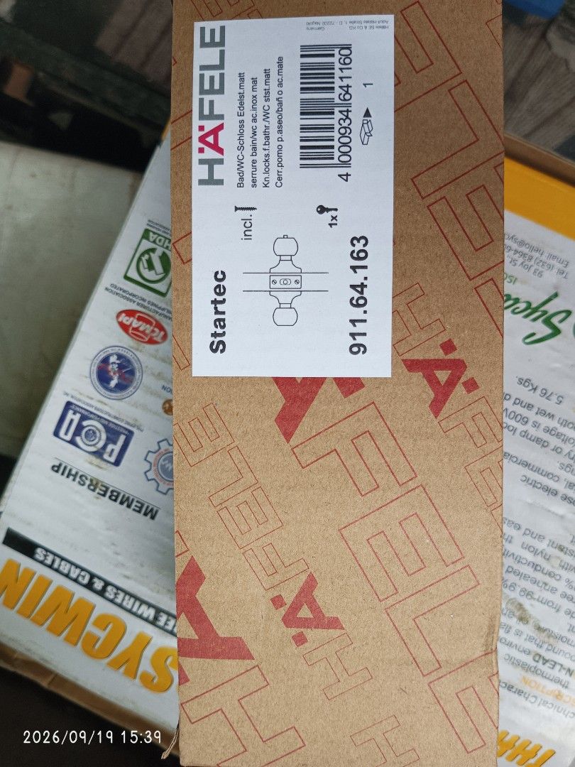 HAFELE Startec 911.64.163 Door Lock Set (Category: Locks, Doors & Gates) located in Muntinlupa City. Submitted by marim45981 (Listing ID 1462802045, Image 3). Description: - Brand New HAFELE Startec Door Lock Set - Model: 911.64.163 - Unopened, original packaging - Includes all parts shown in images - Ideal for home renovations or replacing old locks - Feel free to ask any questions!.