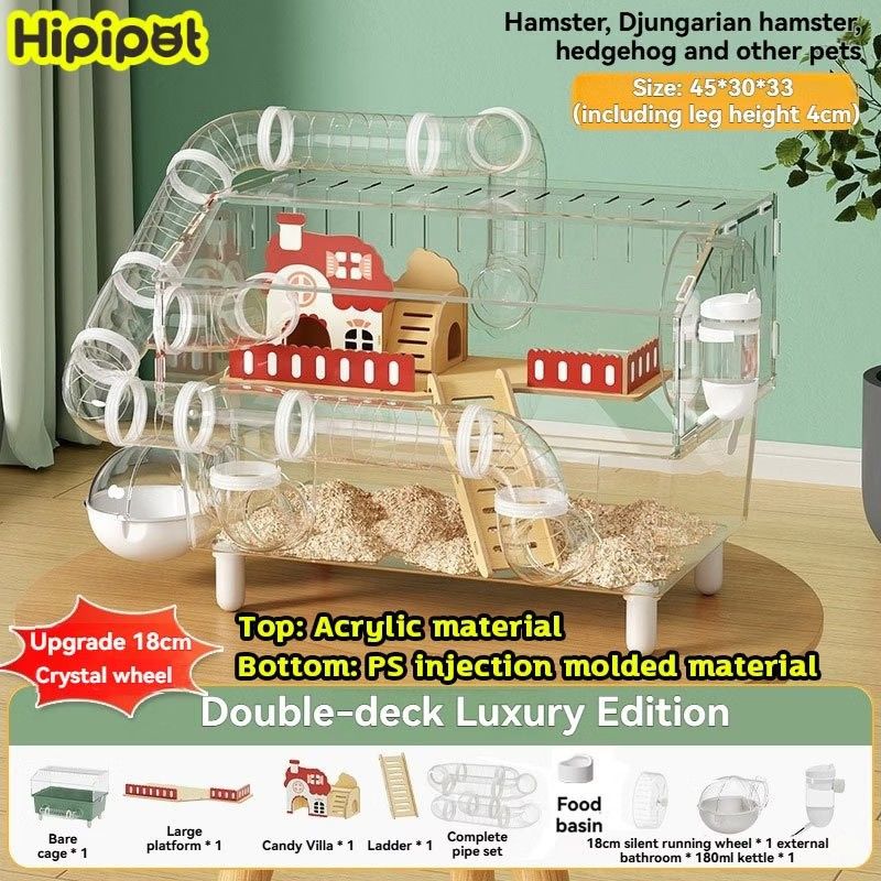HAMSTER CAGE (Category: Homes & Other Pet Accessories) located in Quezon City. Submitted by aya.encl (Listing ID 1462707639, Image 2). Description: HAMSTER ACRYLIC DOUBLE DECK CAGE FOR SALE 🐹 800 only 🐹 - Already cleaned. - with some minor issues like stain and two cracks (see pic) Free: - food - sand bath - apple stick - kusot Quezon City.