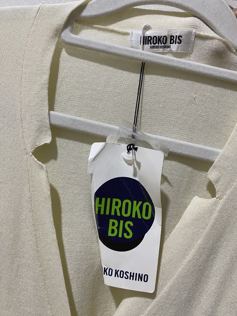 Hiroko bis cardigan (Category: Longsleeves) located in Makati City. Submitted by indaysukaycloset (Listing ID 1462758906, Image 2). Description: 🤍 BNWT! HIROKO BIS by HIROKO KOSHINO Cardigan - Designer Size: Free / M-L ✅ Details: - BRAND NEW with tag! HIROKO BIS Japan designer - Color: Ivory / Cream - V-neck, long sleeve, button front - With beaded embroidery pockets - white bugle beads, super elegant! - Soft knit, lightweight, high quality - Lu