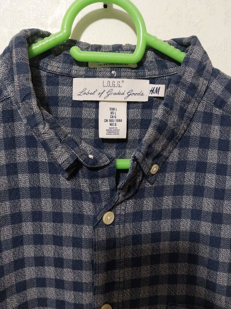 H&M LOGG Gingham Button Down Shirt Size L (Category: Tshirts & Polo Shirts ) located in Manila. Submitted by PrinceDani.Clothing (Listing ID 1462768045, Image 2). Description: h&m gingham long-sleeves large 23in width 30in length excellent condition.