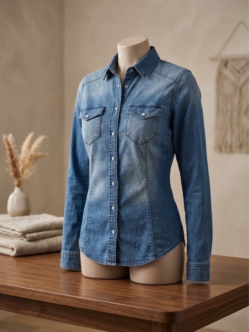H&M SOFT DENIM LONG SLEEVE SIZE SMALL (Category: Longsleeves) located in Manila. Submitted by auntiescloset1012 (Listing ID 1462841877, Image 1). Description: H&M SOFT DENIM LONG SLEEVE SIZE SMALL Used only 3 times Bought in Megamall RFs: Decluttering Doesnt fit on my current body frame.