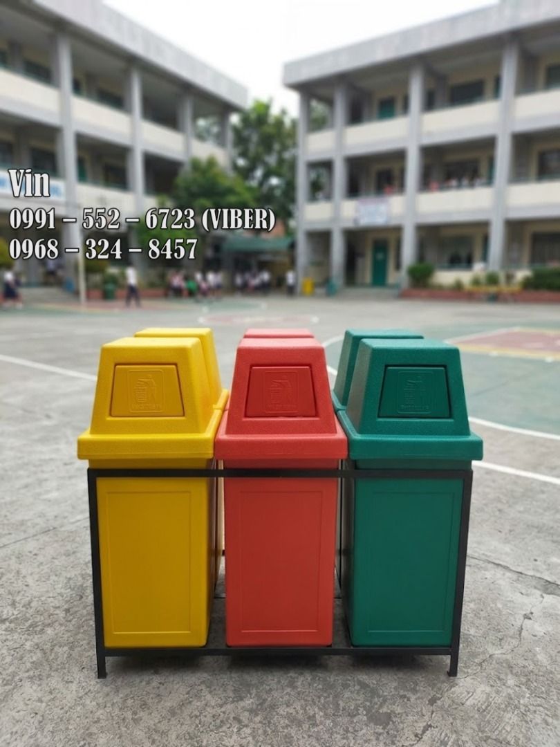hooded trash bin large (Category: Waste Bins & Bags) located in Bacoor. Submitted by zx400rr (Listing ID 1462684935, Image 1). Description: HOODED TRASH BIN Made in non-toxic Polyurethane Plastic Easy to clean, carry and move Also available: Metal Frame for 2 slots, 3 slots & 4 slots! Segregation Label & Company Logo Sizes: 28L, 75L, 85L, 132L Color: Red, Yellow, Green, Black, Blue, Gray For inquiries: 0991 552 6723 0968 324 8457 0933 855 9510 09