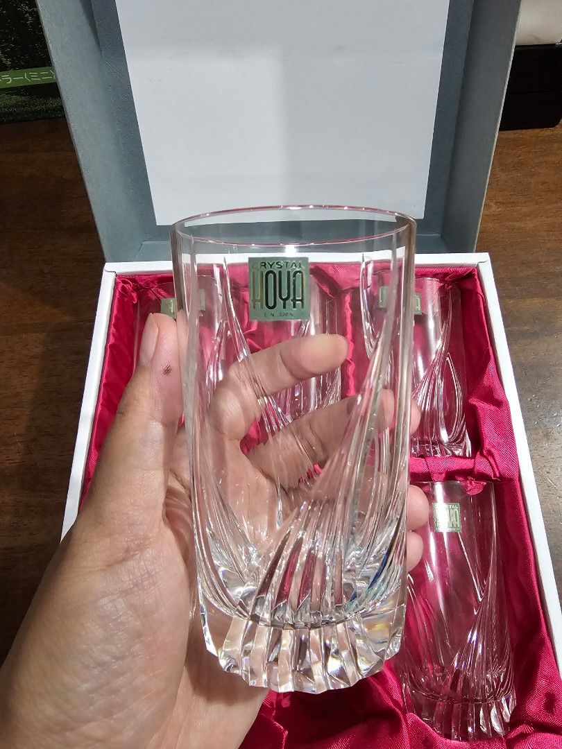HOYA CRYSTAL Drinking Glasses - 6 pcs (Category: Water Bottles & Tumblers) located in Quezon City. Submitted by senyoramaria (Listing ID 1462824625, Image 3). Description: HOYA CRYSTAL Drinking Glasses 6 pcs 2.5 inches rim diameter 4.3 inches tall *Damaged box.