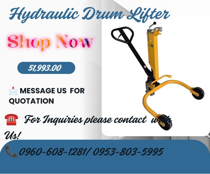 Hydraulic Drum Lifter (Category: Home Improvement Tools & Accessories) located in Caloocan City. Submitted by nataliemor30968 (Listing ID 1462777903, Image 1). Description: ●Weight: 42kg ●Capacity: 250/350kg ●Material of wheel: Nylon/Rubber/Polyurethane ●Max. lifting height: 280mm ●Drum Size: 600*915mm ●Application: Industrial Filed .