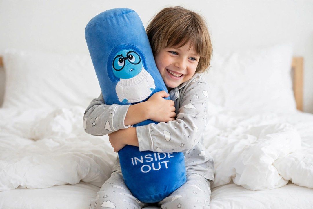 Inside Out Sadness Bolster Pillow (Category: Bedding & Towels) located in Mandaluyong City. Submitted by urgifted (Listing ID 1462782461, Image 2). Description: Some days call for a big, soft hug. Meet your little one’s new favorite cuddle buddy! Inspired by everyone’s favorite blue emotion, this ultra-soft 20” x 14” bolster pillow is designed for naptime, playtime, and anytime they need comfort. Features high-quality embroidered details with bri
