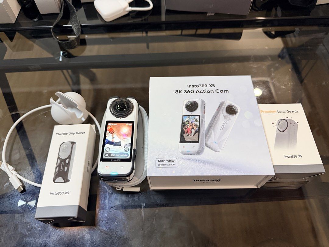 Insta360 X5 8K Complete Bundle + 1TB Storage + Accessories (Category: Video Cameras) located in Cabanatuan. Submitted by martphilippe (Listing ID 1462753996, Image 3). Description: Selling as a complete package. Included: • Insta360 X5 8K 360 Action Cam • Thermo Grip Cover • Premium Lens Guard • Action Invisible Selfie Stick • Invisible Selfie Stick + Tripod • 85cm Invisible Selfie Stick • Selfie Stick Wrist Strap • Memory Card Reader • Utility F