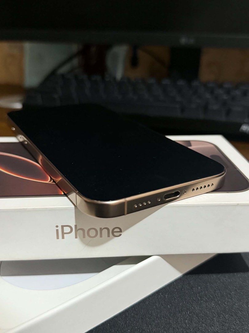 Iphone 16 pro max (Category: iPhone 16 Series) located in Manila. Submitted by gracia_07 (Listing ID 1462877468, Image 2). Description: Iphone 16 pro max Desert titanium 95% batt health No scratches and dents 256GB RFS: Upgrade 50k still negotiable for sure buyer .