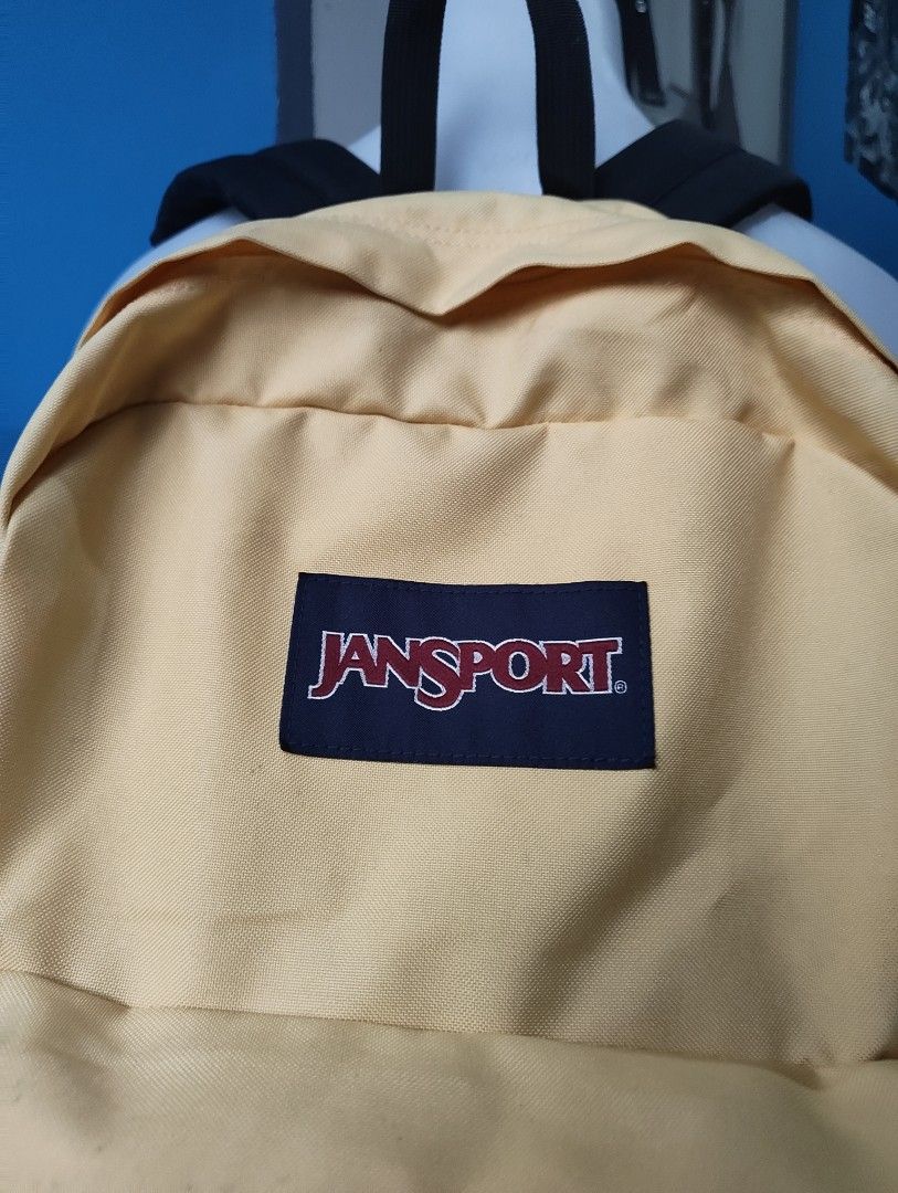 JanSport Backpack (Superbreak) (Category: Backpacks) located in Muntinlupa City. Submitted by ea.decluttr (Listing ID 1462761473, Image 2). Description: JanSport Superbreak Backpack Orig. Price - ₱2,500 Selling for - ₱800 Color: Light Yellow One large main compartment Side water bottle pocket 600 Denier Polyester Iconic straight -cut, padded shoulder straps Front utility pocket with organizer Fully padded back panel Web haul handle Cord zipper pu