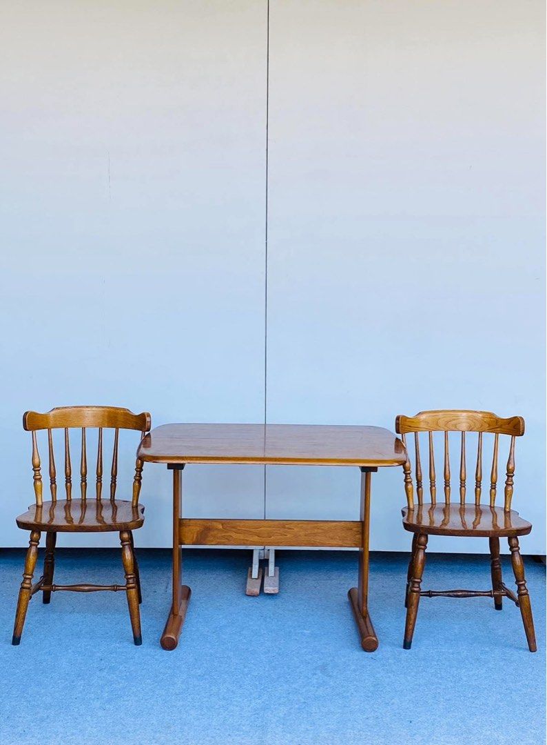 “JAPAN SURPLUS” 2-SEATER WINDSOR DINING SET (Category: Tables & Sets) located in Bulacan. Submitted by monmon555 (Listing ID 1462826734, Image 2). Description: “JAPAN SURPLUS” 2-SEATER WINDSOR DINING SET SIZE: 17L” x 17W” x 17Sh” x 30H” 37L” x 25W” x 27H” inches (AS-IS ITEM) IN GOOD CONDITION.