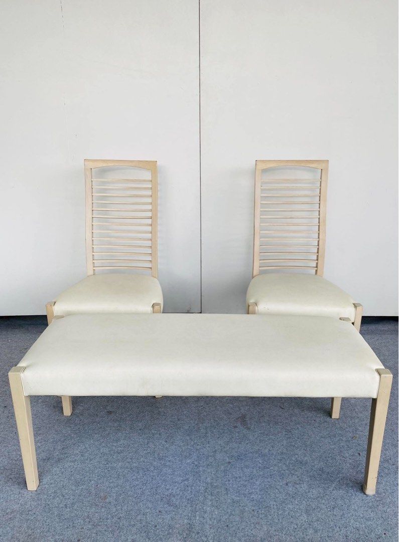 “JAPAN SURPLUS” DINING CHAIRS AND BENCH (Category: Chairs) located in Bulacan. Submitted by monmon555 (Listing ID 1462828048, Image 3). Description: “JAPAN SURPLUS” DINING CHAIRS AND BENCH SIZE: CHAIRS: 18L” x 19W” x 18Sh” x 38H” inches BENCH: 43L” x 16W” x 18H” inches (AS-IS ITEM) IN GOOD CONDITION.