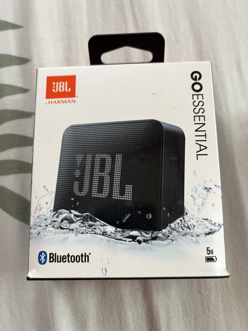 JBL GO Essential (Category: Soundbars, Speakers & Amplifiers) located in Makati City. Submitted by enelrach94 (Listing ID 1462689474, Image 1). Description: - Portable JBL Bluetooth Speaker - Color: Black - Waterproof design, perfect for outdoors - 5 hours of playtime on a single charge - Wireless connectivity - Compact and easy to carry - Comes in original packaging.