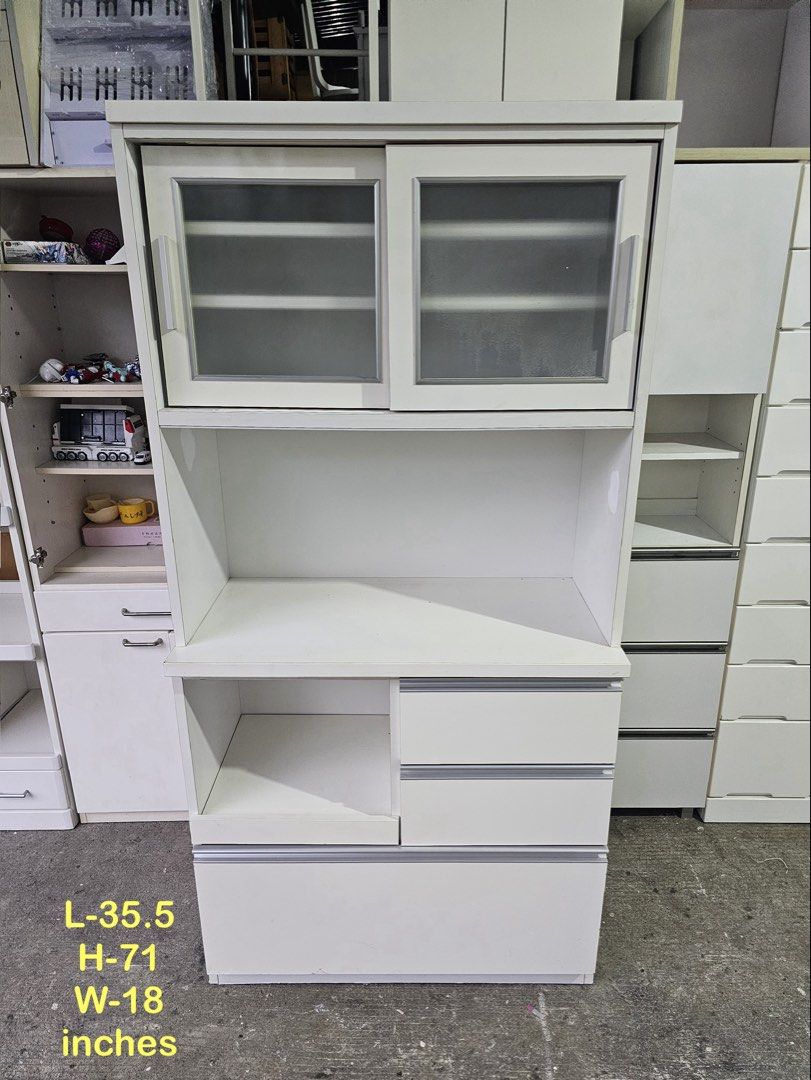 Kitchen Cabinet (Category: Shelves, Cabinets & Racks) located in Quezon City. Submitted by ledamadel (Listing ID 1462762001, Image 1). Description: Kitchen Cabinet ✔L-35.5 H-71 W-18 inches 📏 ✔2 Sliding Doors, 2 Shelf & 4 Drawers 🗄 ✔️Soclet Ready 🔌 ✔Laminated 🔖 ✔️Compress & Plywood Back! 💢 ✔Scratches As-is! 👌 Location: 40 Aplaya St Napocor Vill. Tandang Sora Quezon City. For inquiry please Pm us or Call. 09066885859 Please like our page than
