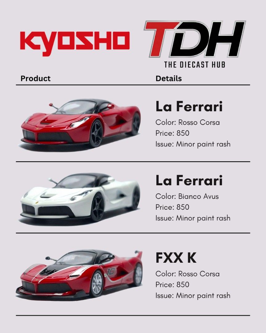 KYOSHO Ferrari 12 FS‼️ (Category: Vehicle & Diecast Models) located in Manila. Submitted by meyn_time (Listing ID 1462823549, Image 1). Description: Brand: Kyosho Series: Ferrari 12 Condition: Unsealed Disclaimer: Some models may have chassis superglued shut. Loc: Makati, Metro Manila DP (10% min) option now available! message for other inquiries.